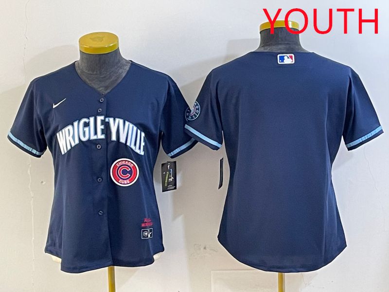 Youth Chicago Cubs Blank Blue City Edition Game 2025 Nike MLB Jersey style 1->women mlb jersey->Women Jersey